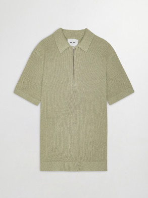 Hansie ss zip polo sage green 
