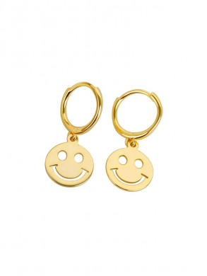 Happy face earrings gold OS