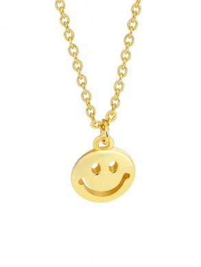 Happy face necklace gold OS