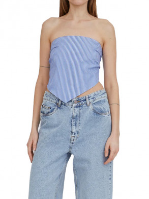 Holiday wrap top blue stripe 