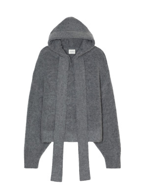 Hoodie with bow tie dk grey mel 