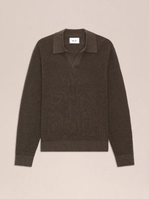 Hope rib knit polo brown mel 