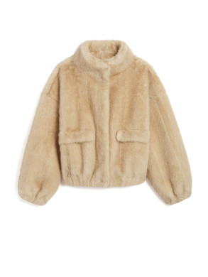 Iris shaved mink bomber latte multi 