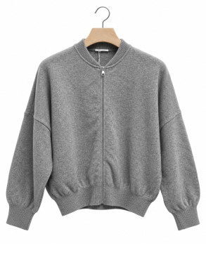 Jackie zip cardigan grey melange 