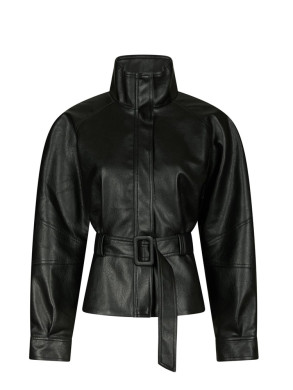 Jaclyn faux leather jacker black 