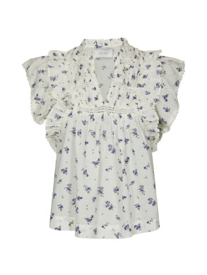 Jayla small blossom top white blue M