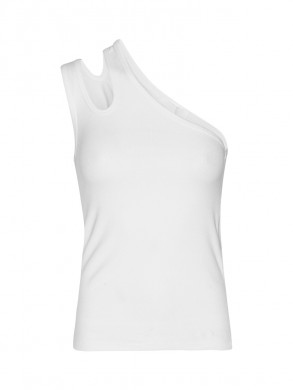 Jersey one-shoulder top bright white 