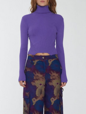 Knit cropped sweater bright purple 