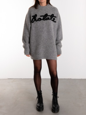 Knit oversize logo jumper grey mel XS