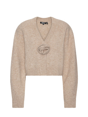 Knit flower cardigan oxford tan 