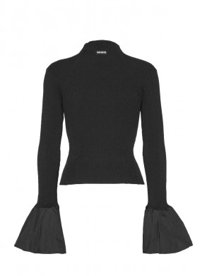 Knit high neck top black 
