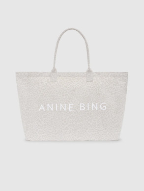 Leo canvas tote bag white leopard 