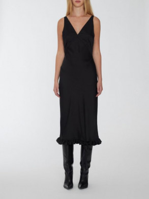 Light satin frill detaildress black 