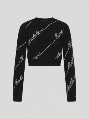 Sequin logo sweater black XS