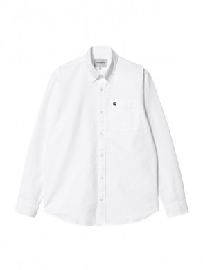 LS c logo shirt white navy 