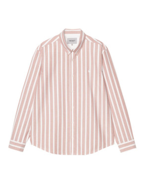 Deven ls shirt deven stripe oxide red wht 