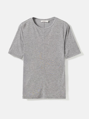 Lyocell wool short sleeve top mid grey 