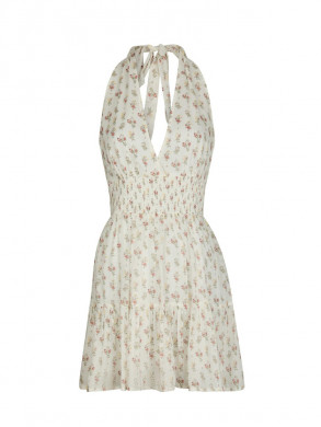 Magda fine print dress creme 