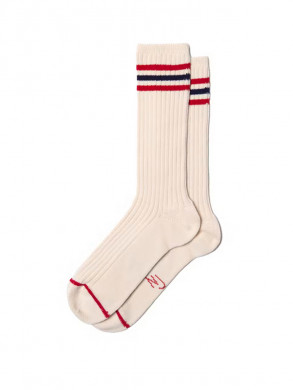 Men tennis socks offwhite red 