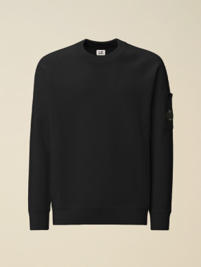 Merino wool felted knit crew neck black 