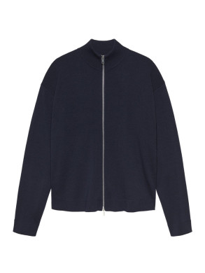 Merino wool zip trough cardigan night 