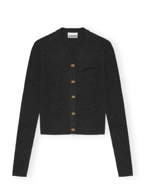 Mini ribbed merino cardigan phantom 