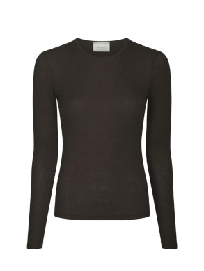 Nella fine rib blouse dark brown 