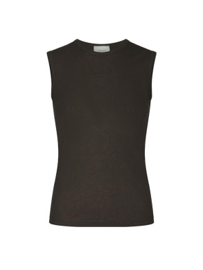 Nimbi fine rib top dark brown 