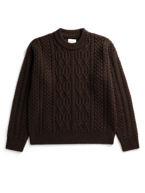 Nordhavn aran crewneck sweater brown 
