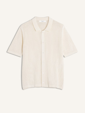 Open knit ss cardigan pure ecru 