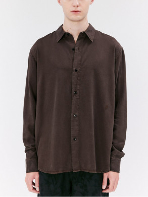 Ossian garment dyed tencel shirt dk coffee 