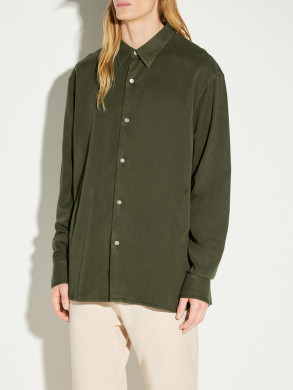 Ossian garment dyed tencel shirt shelter grn 