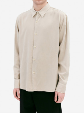 Ossian garment dyed tencel shirt sandgrey 