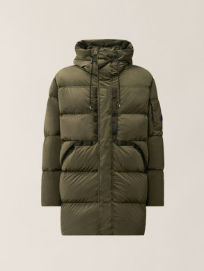 Nycra-R lens long hooded down jacket ivy green 