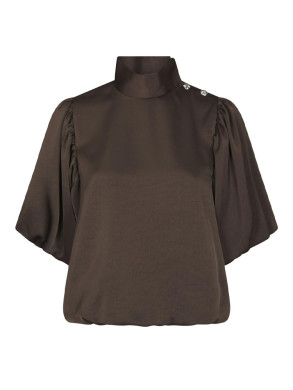 Parisa heavy sateen blouse dark brown 