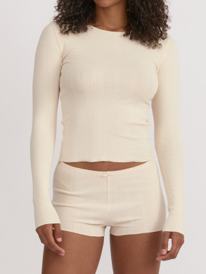 Pointelle long sleeve tee cloud 