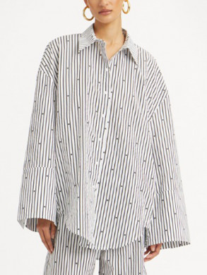 Poplin oversized shirt black comb 