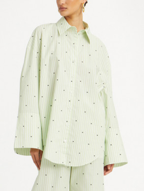 Poplin oversized shirt gleam green comb 