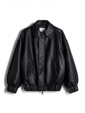 Puff paddy faux l jacket black 