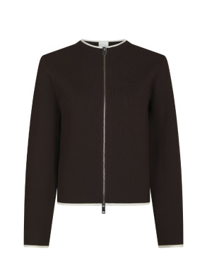 Quiana two-way zip knit jacket dk brown 