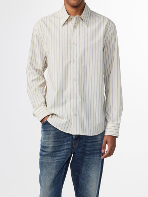 Quinsy supima cotton shirt khaki stripe L