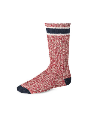 Wool blend ragg socks red navy 