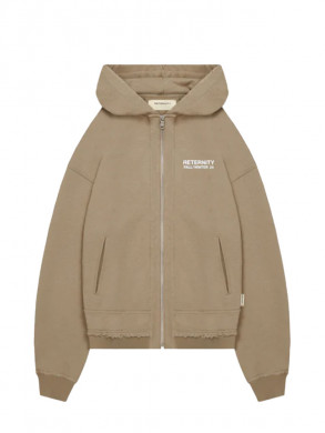 Ribbed zip hoodie taupe 