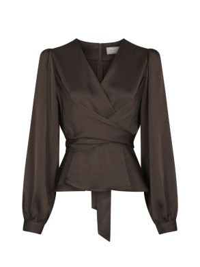 Rista heavy sateen blouse dark brown 