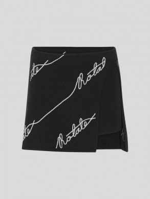 Sequin logo mini skirt black 