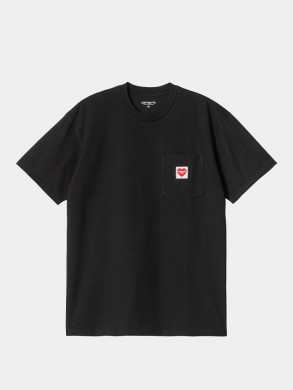 W ss pocket heart tshirt black 
