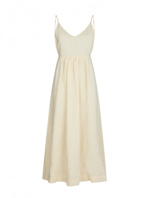 Savani long linen dress light yellow 