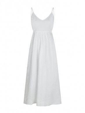 Savani long linen dress white 