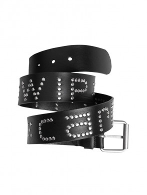 Script studs leather belt black 