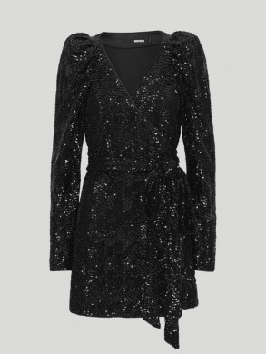 Sequins mini wrap dress black S